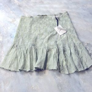 NWT Soft Gingham Check Skirt, sage green & white, size Large
